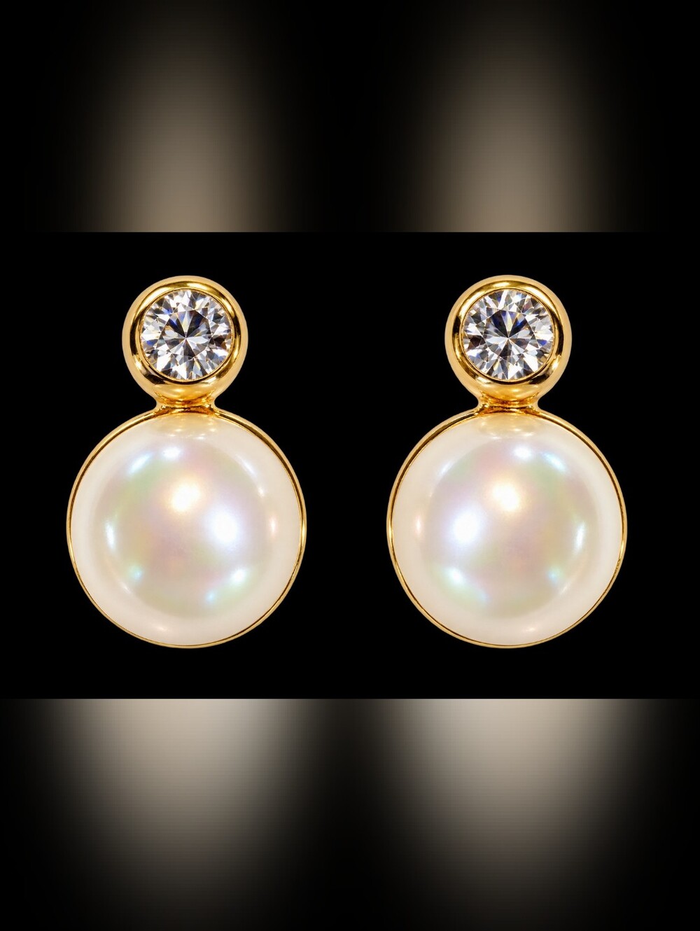 Christian Dior Vintage Faux Pearl Crystal Gold Tone Clip-On Earrings